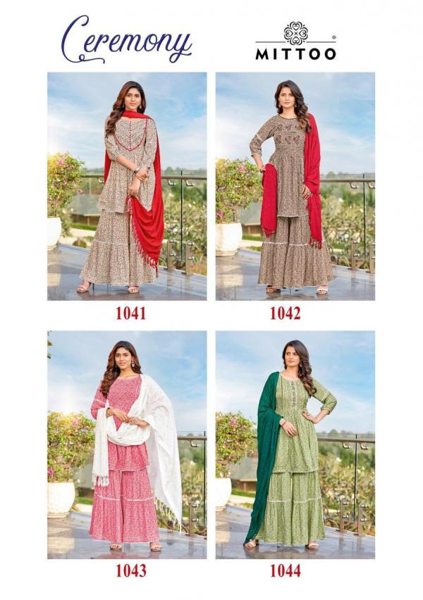 Mittoo Ceremony Wrinkle Printed Sharara Readymade Wear Collection